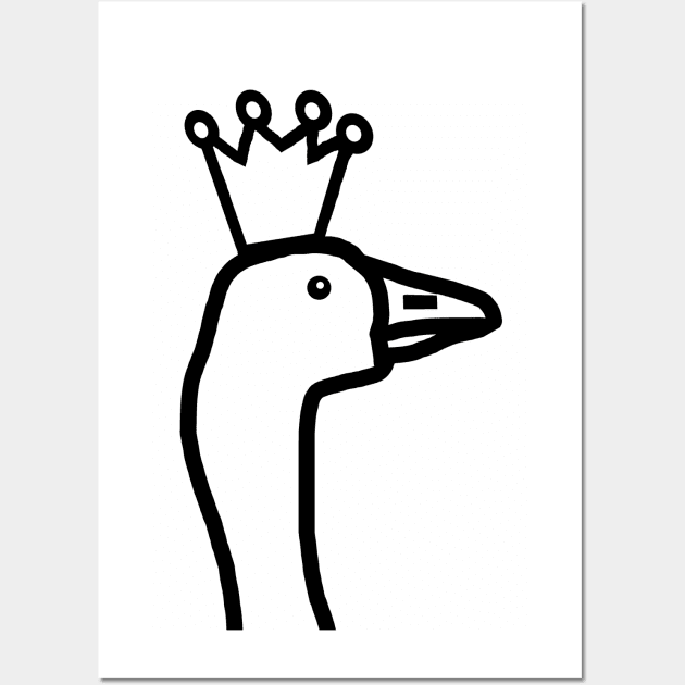 Portrait of a Cute Goose Wearing a Crown Outline Wall Art by ellenhenryart